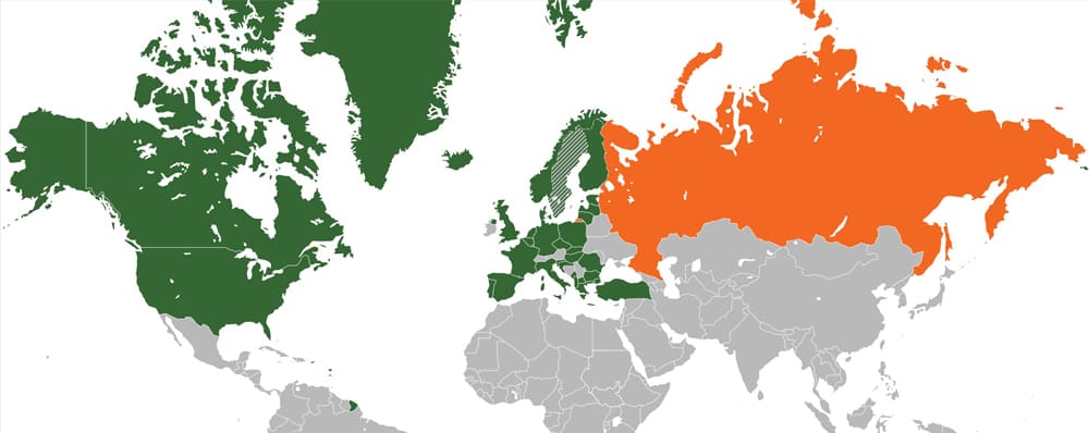 Carte des relations entre OTAN et la Russie